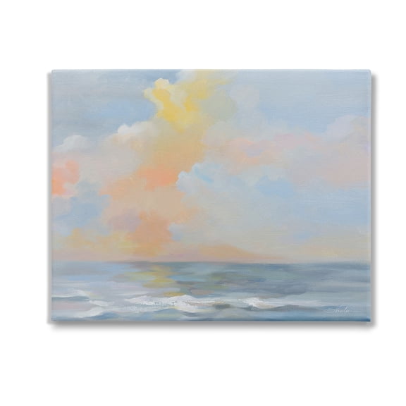 Stupell Industries Sea & Pastel Clouds Landscape Painting Gallery Wrapped Canvas Art Print Wall Art, 30 x 24