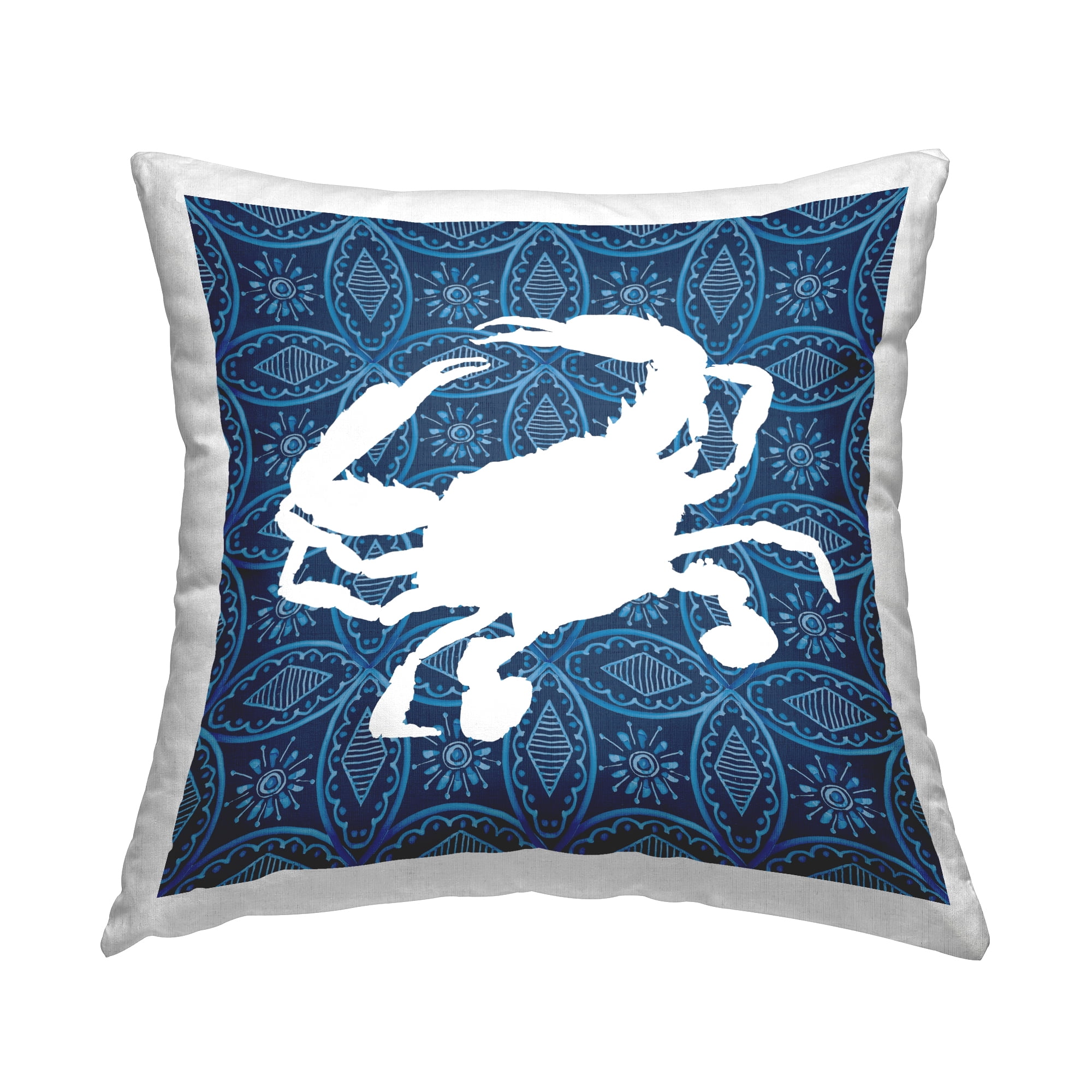 Stupell Industries Sea Patterned Crab Decorative Printed Throw Pillow Design by Carol Robinson.