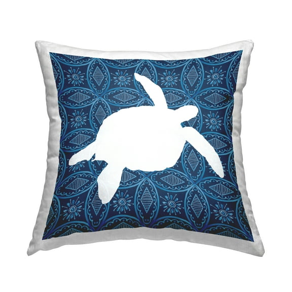 Stupell Industries Sea Patterned Turtle Decorative Printed Throw Pillow Design by Carol Robinson.
