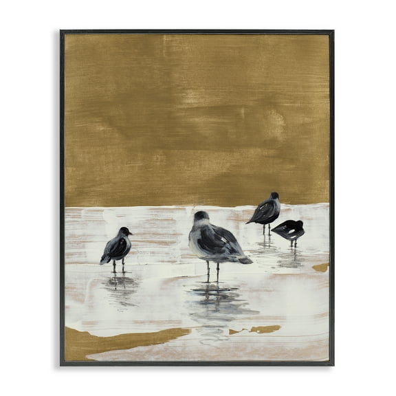 Stupell Industries Sea Seagull Silhouettes Animals & Insects Painting Black Framed Art Print Wall Art, 11 x 14
