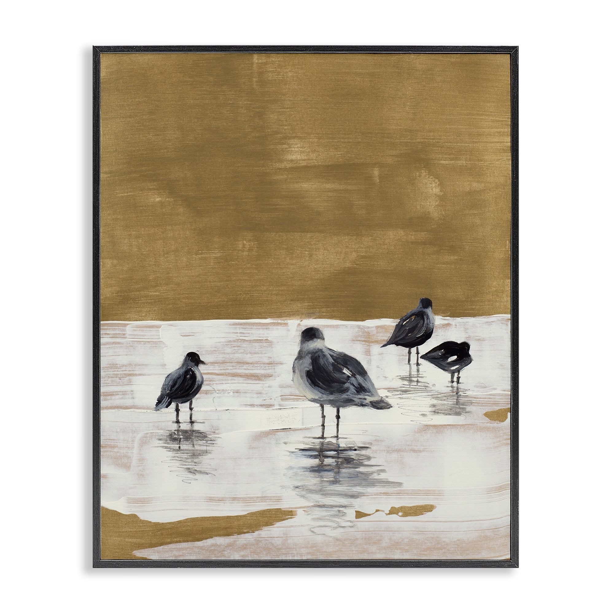 Stupell Industries Sea Seagull Silhouettes Animals & Insects Painting Black Framed Art Print Wall Art, 16 x 20