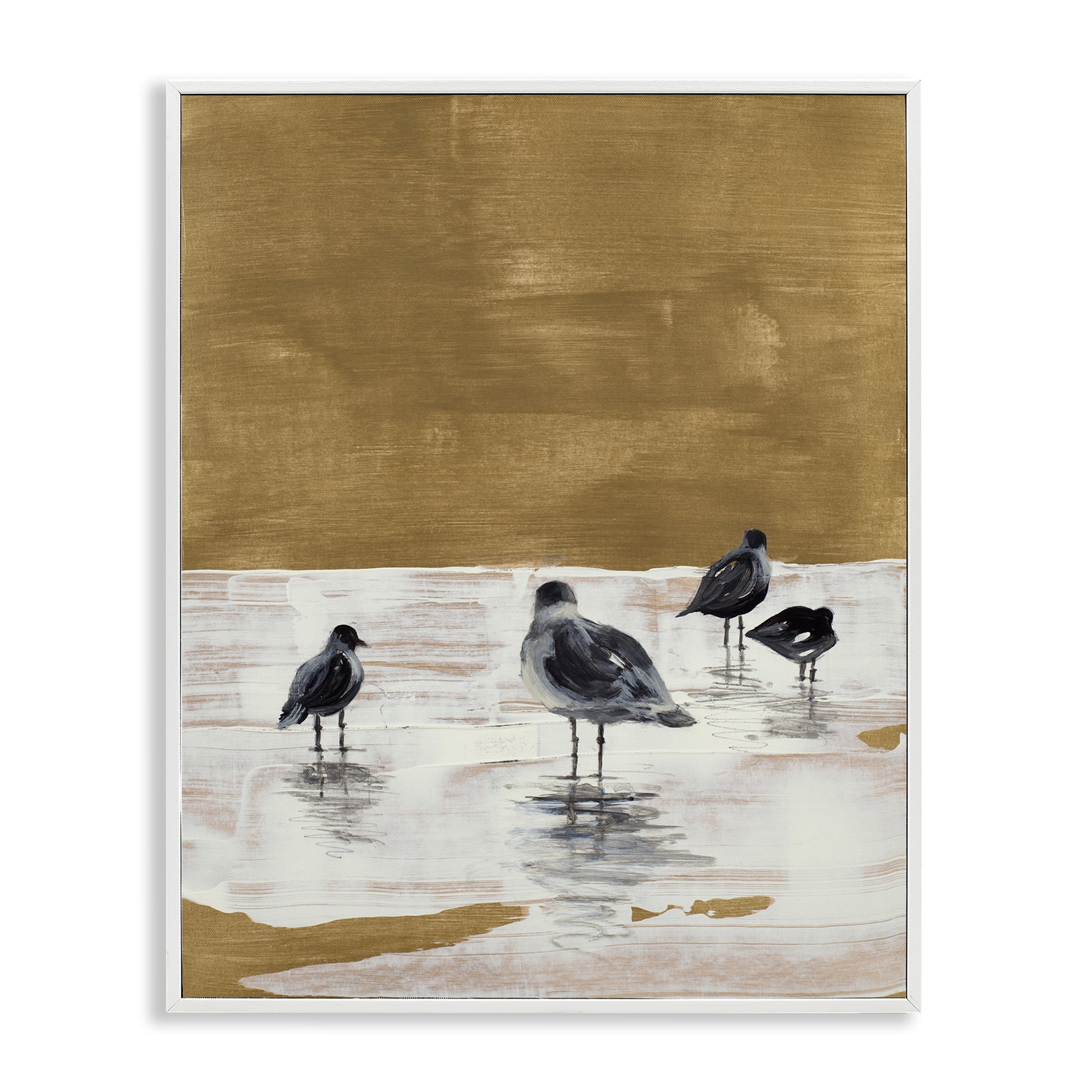 Stupell Industries Sea Seagull Silhouettes Animals & Insects Painting White Framed Art Print Wall Art, 24 x 30