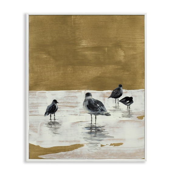 Stupell Industries Sea Seagull Silhouettes Animals & Insects Painting White Framed Art Print Wall Art, 24 x 30