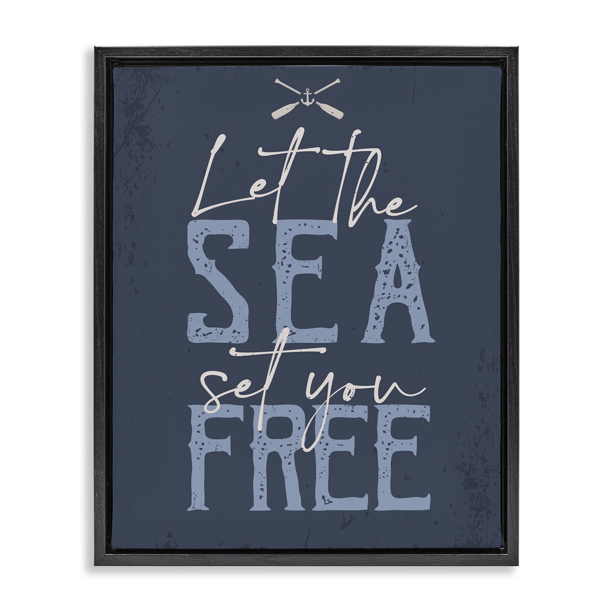 Stupell Industries Sea Set You Free Nautical & Beach Painting Black Floater Framed Canvas Art Print Wall Art, 17 x 21