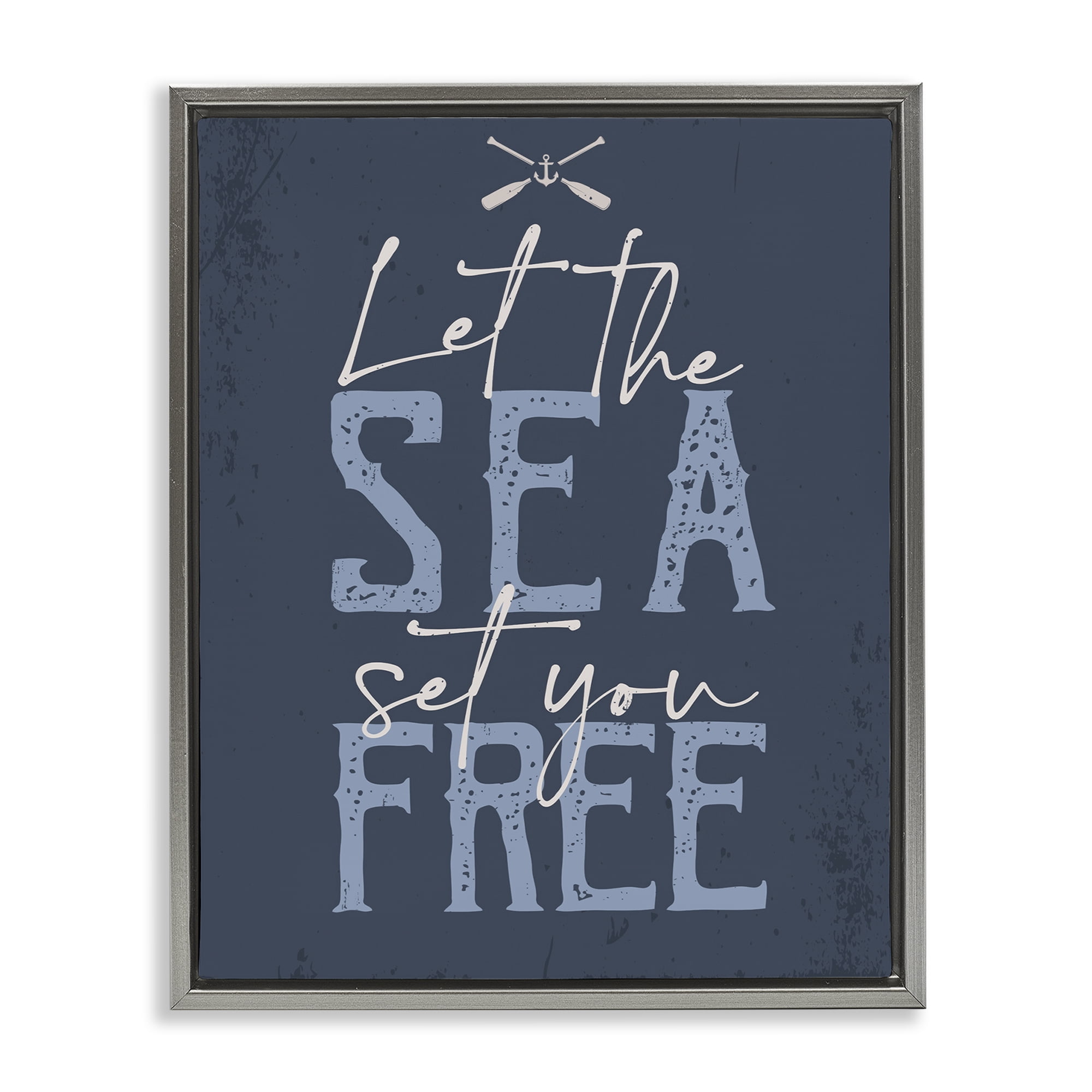 Stupell Industries Sea Set You Free Nautical & Beach Painting Gray Floater Framed Canvas Art Print Wall Art, 25 x 31