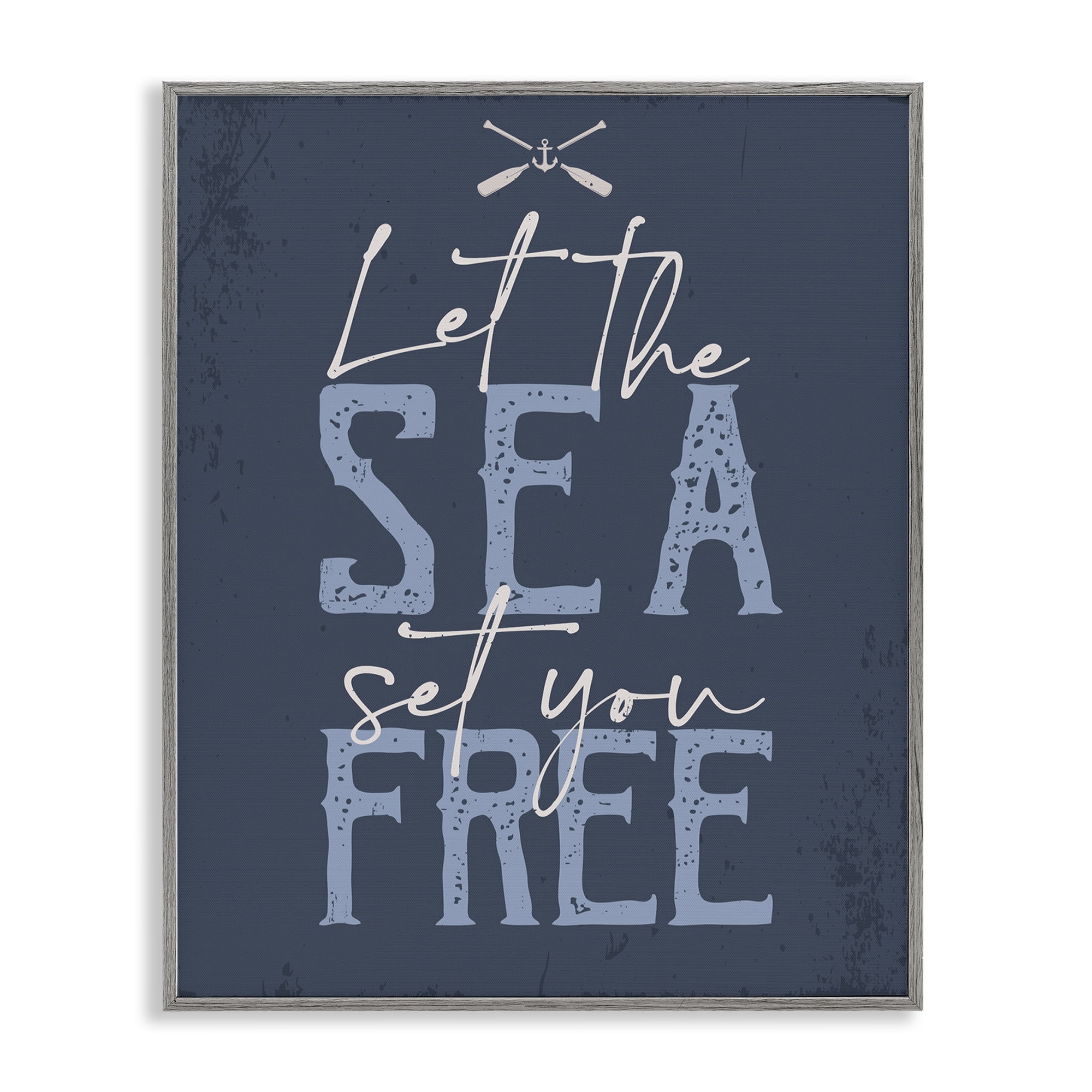 Stupell Industries Sea Set You Free Nautical & Beach Painting Gray Framed Art Print Wall Art, 16 x 20