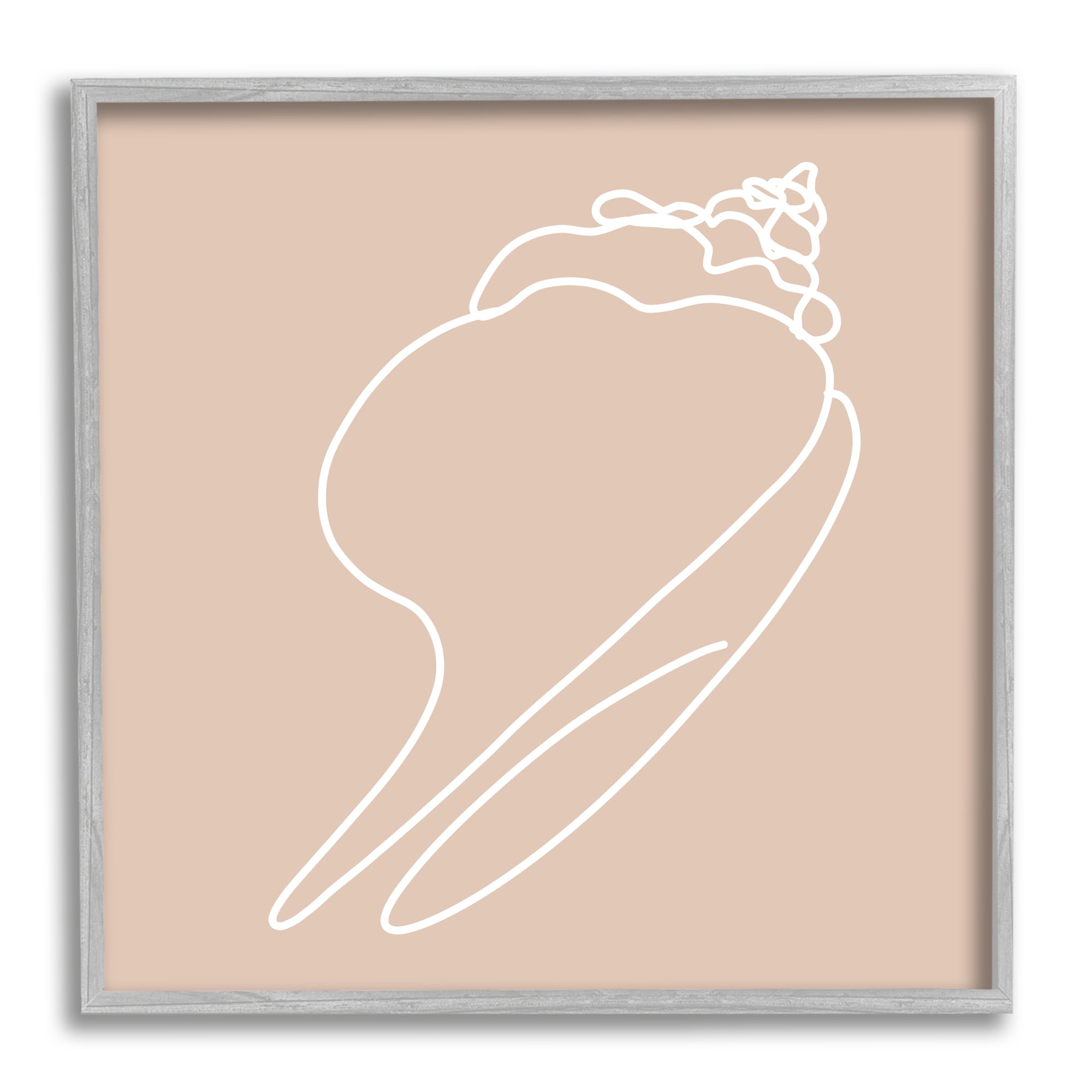 Stupell Industries Sea Shell Beach Ocean Life Line Drawing Graphic Art Gray Framed Art Print Wall Art, Design by Daphne Polselli