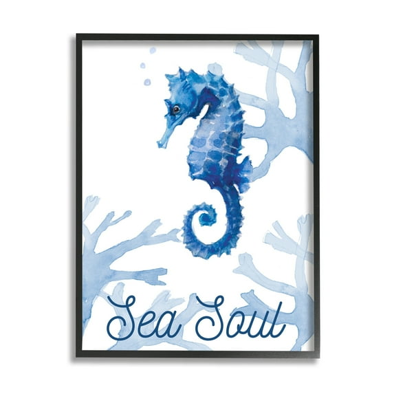 Stupell Industries Sea Soul Sentiment Tranquil Blue Seahorse Ocean Coral, 11 x 14, Design by Lanie Loreth