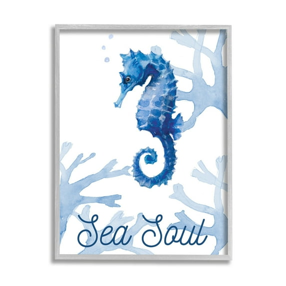 Stupell Industries Sea Soul Sentiment Tranquil Blue Seahorse Ocean Coral, 16 x 20, Design by Lanie Loreth