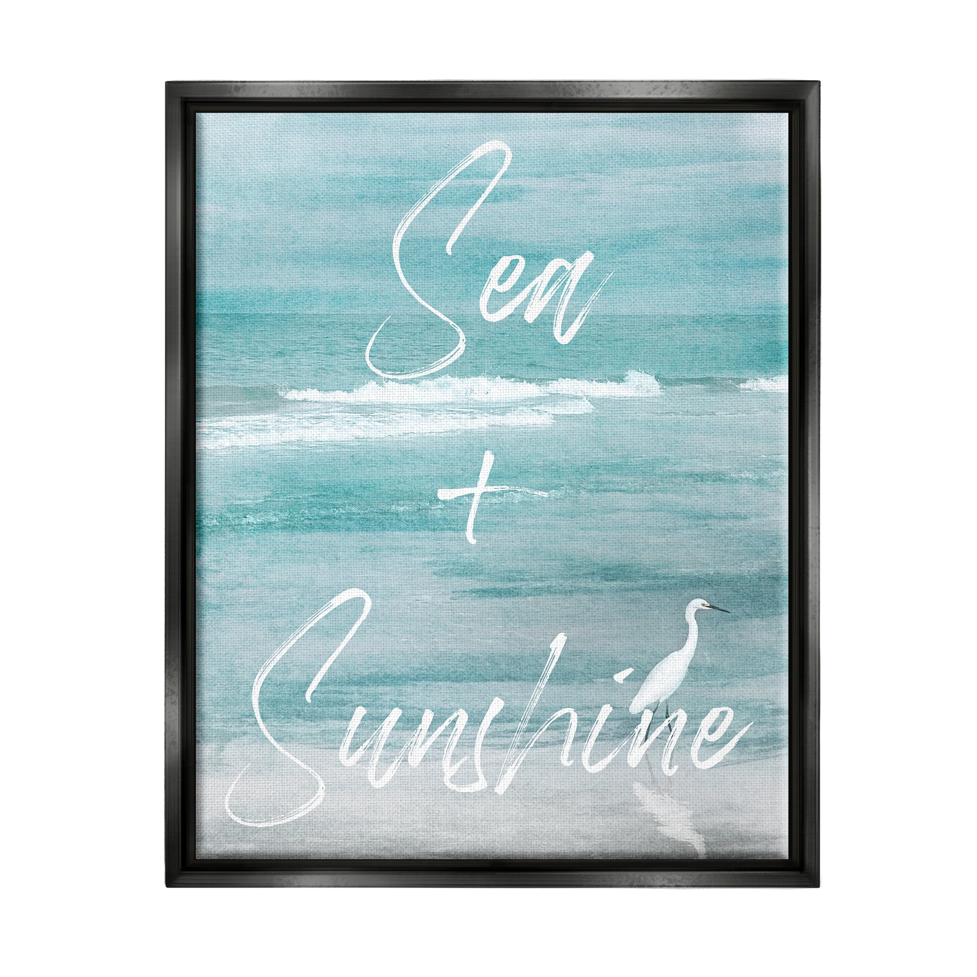 Stupell Industries Sea & Sunshine Phrase Animals & Insects Painting Black Floater Framed Canvas Art Print Wall Art, 25 x 31