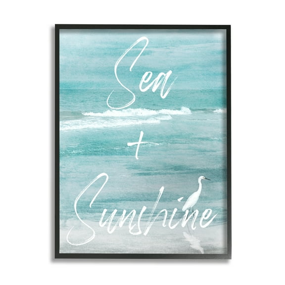 Stupell Industries Sea & Sunshine Phrase Animals & Insects Painting Black Framed Art Print Wall Art, 11 x 14