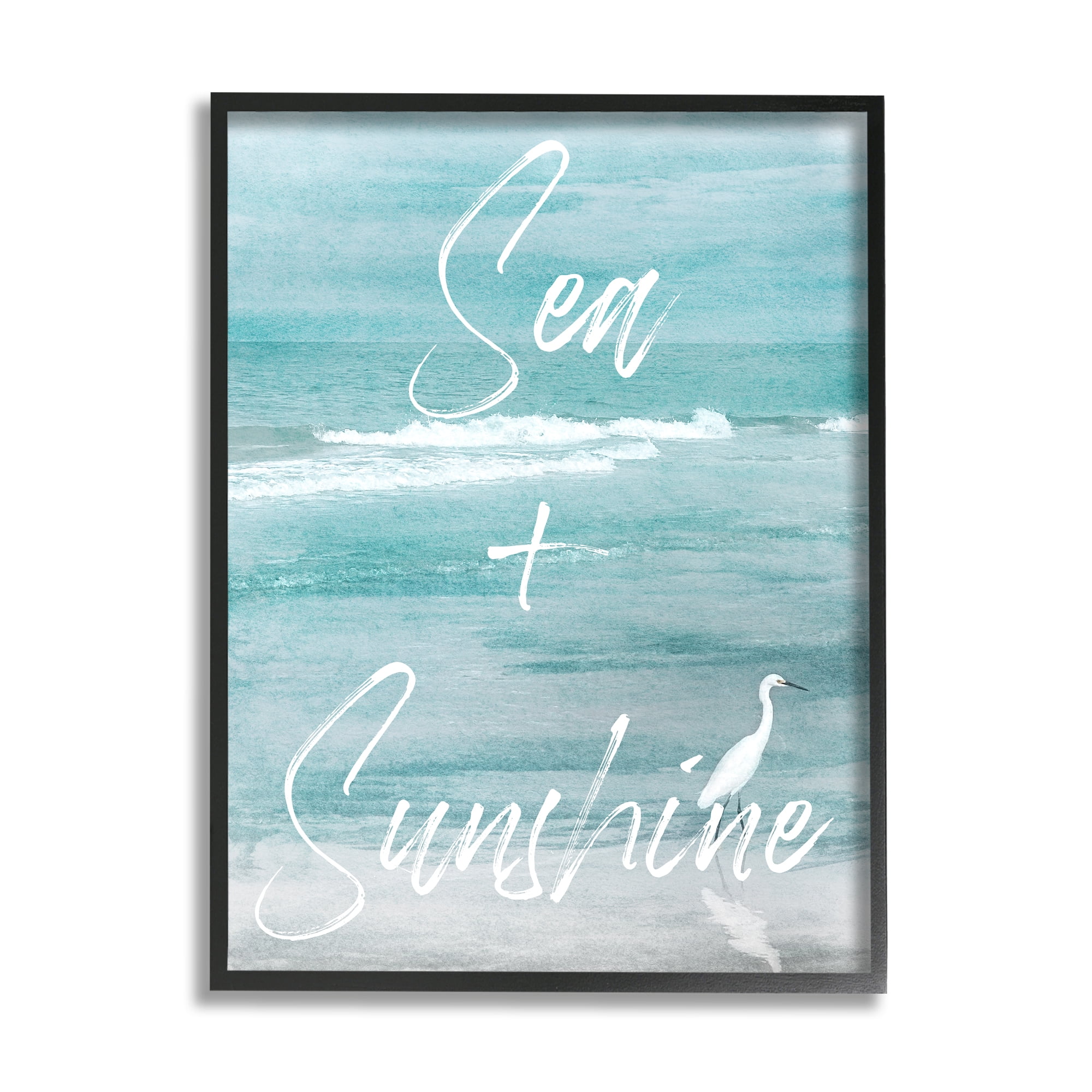Stupell Industries Sea & Sunshine Phrase Animals & Insects Painting Black Framed Art Print Wall Art, 24 x 30