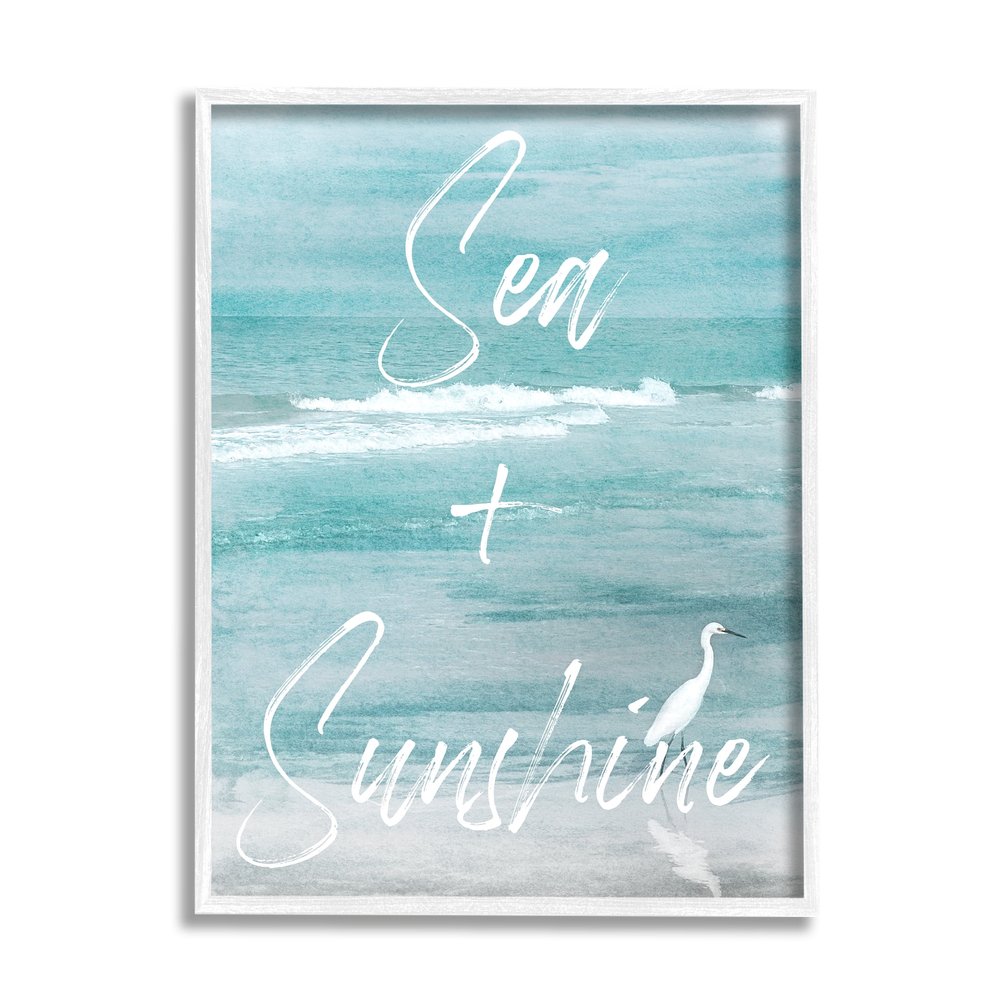 Stupell Industries Sea & Sunshine Phrase Animals & Insects Painting White Framed Art Print Wall Art, 11 x 14