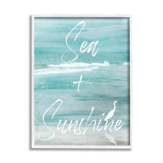 Stupell Industries Sea & Sunshine Phrase Animals & Insects Painting White Framed Art Print Wall Art, 11 x 14