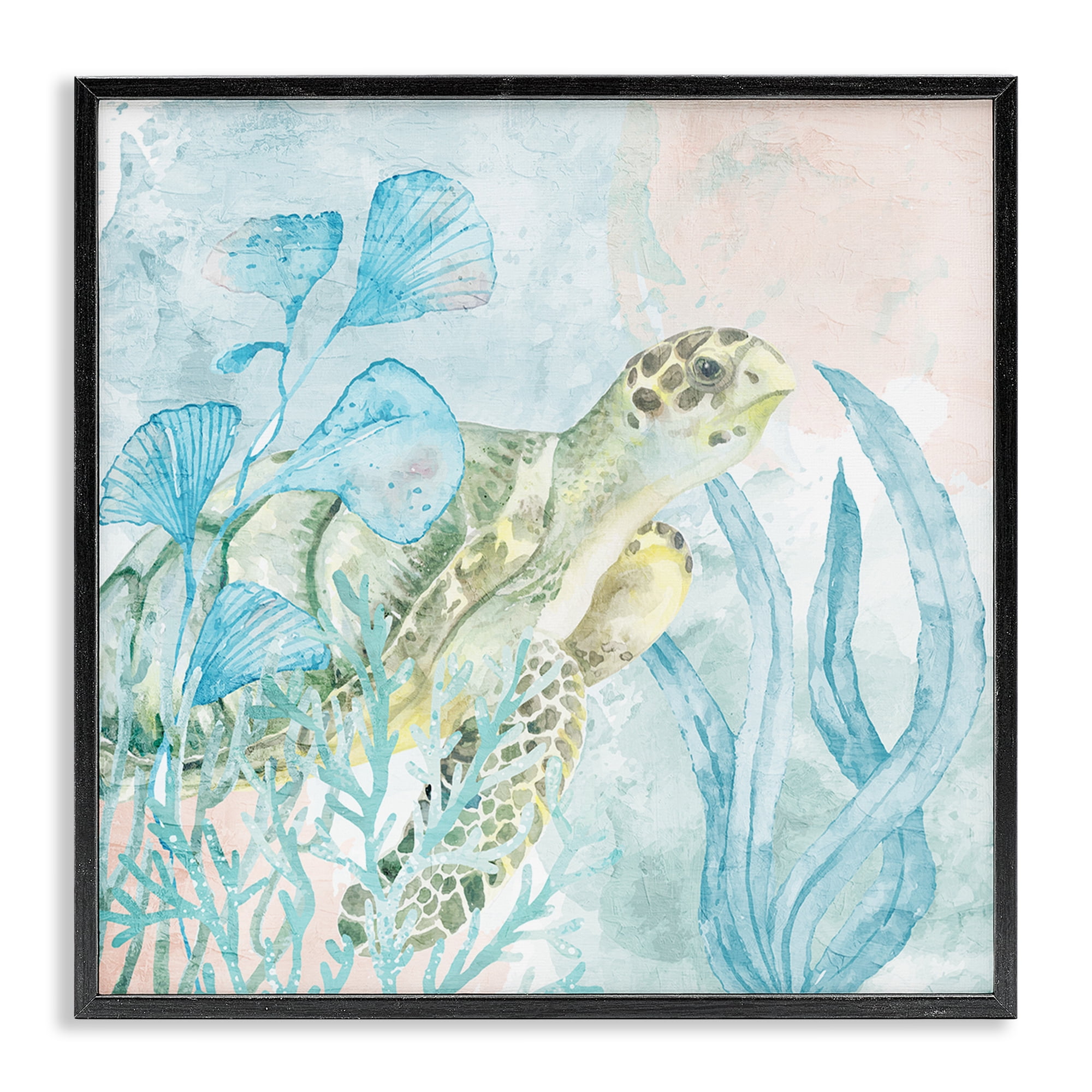 Stupell Industries Sea Swim Turtle Black Framed Giclee Art, design by Kim Allen
