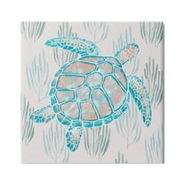 Stupell Industries Sea Turtle Among Ocean Grasses Blue Orange Detail Graphic Art Gallery Wrapped Canvas Print Wall Art, Design by Ziwei Li
