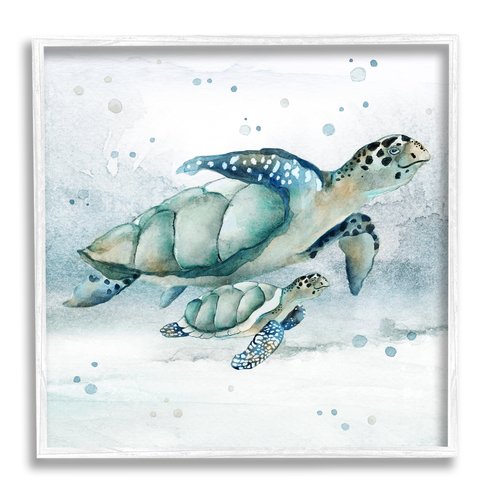 Stupell Industries Sea Turtle & Baby Animals & Insects Painting White Framed Art Print Wall Art, 12 x 12