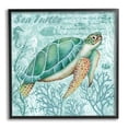 thumbnail image 1 of Stupell Industries Sea Turtle Detailed Coral Silhouettes Fancy Script Graphic Art Black Framed Art Print Wall Art, Design by Emma Leach, 1 of 5