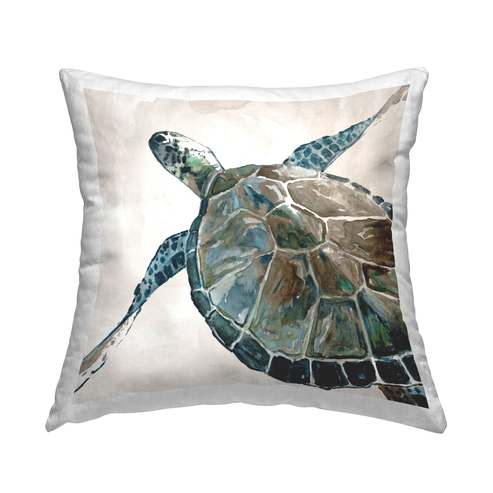 Stupell Industries Sea Turtle Neutral Palette Decorative Printed Throw Pillow Design by Carol Robinson.
