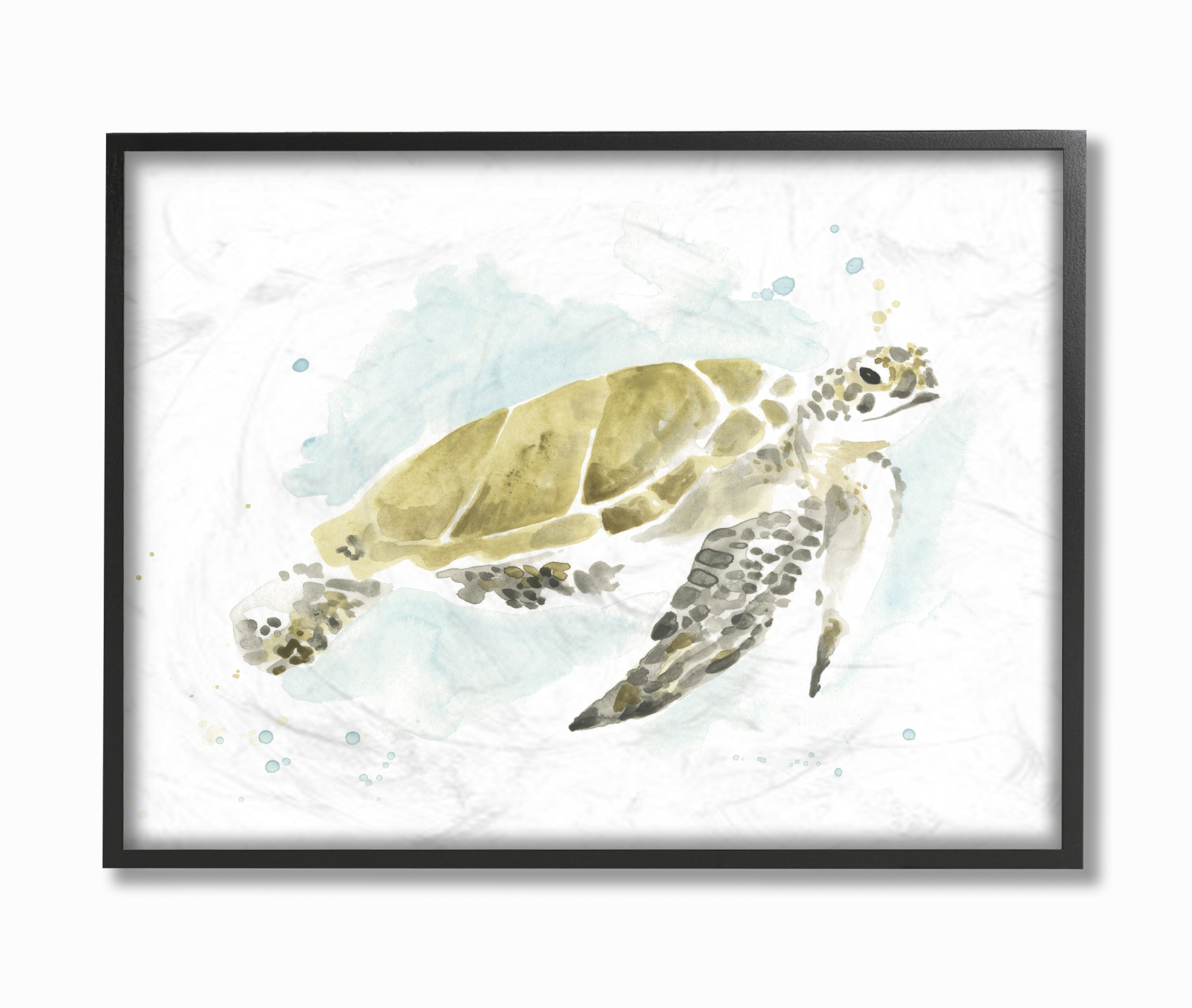 Stupell Industries Sea Turtle Ocean Beach Animal Watercolor Painting Framed Wall Art by June Erica Vess