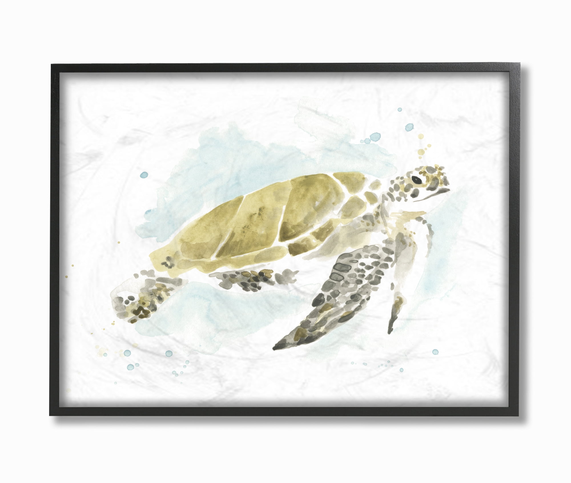 Stupell Industries Sea Turtle Ocean Beach Animal Watercolor Painting Framed Wall Art by June Erica Vess
