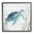 thumbnail image 1 of Stupell Industries Sea Turtle Ocean Botanicals Rustic Plank Pattern Graphic Art Black Framed Art Print Wall Art, Design by Carol Robinson, 1 of 5