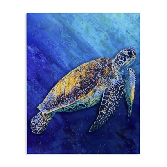 Stupell Industries Tropical Sea Turtle Swimming Deep Blue Ocean Under Water Canvas Art, 30 x 40, by Alpenglow Workshop