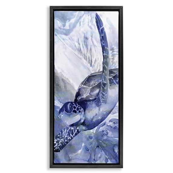 Stupell Industries Tropical Sea Turtle Swimming In Ocean Black Floating Frame Canvas Art, 11 x 25, by Stellar Design Studio