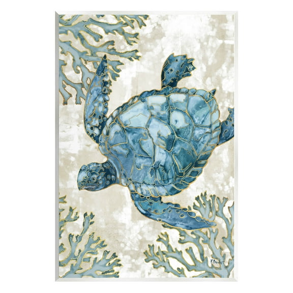 Stupell Industries Sea Turtle Swimming Playa Sealife Graphic Art Unframed Art Print Wall Art, Design by Paul Brent