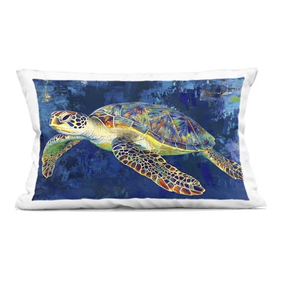 Stupell Industries Sea Turtle in Prismatic Colors Decorative Printed Throw Pillow design by LSR Design Studio, 14 x 7 x 20