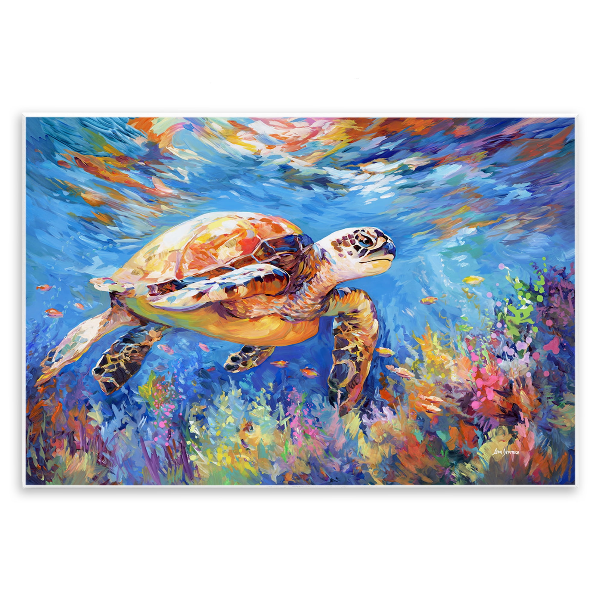 Stupell Industries Sea Turtle's Adventure Animals & Insects Painting Unframed Art Print Wall Art, 19 x 13