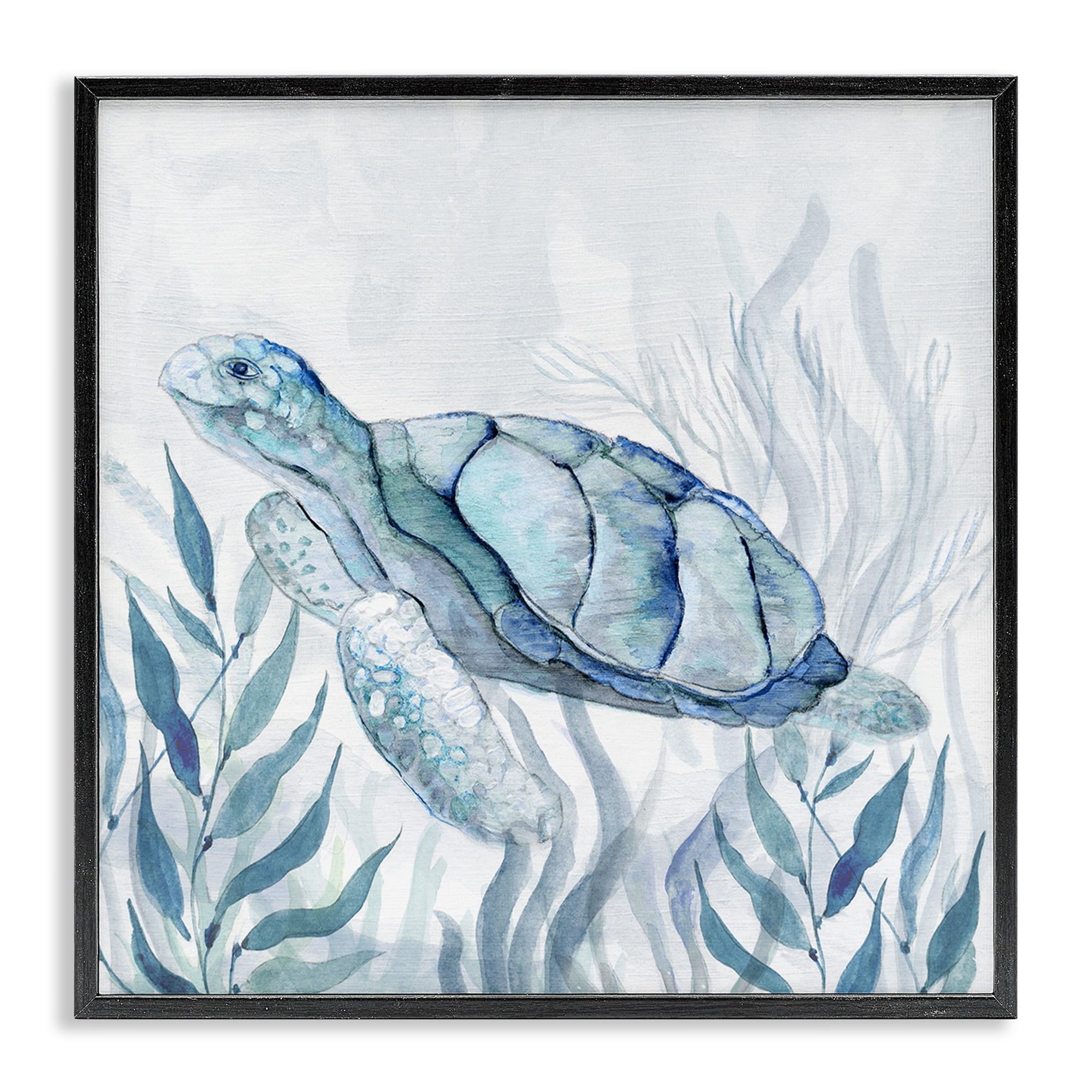 Stupell Industries Sea Turtle with Subtle Smile Black Framed Giclee Art, design by Janet Tava