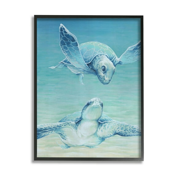 Stupell Industries Sea Turtles Gazing Animals & Insects Painting Black Framed Art Print Wall Art, 11 x 14
