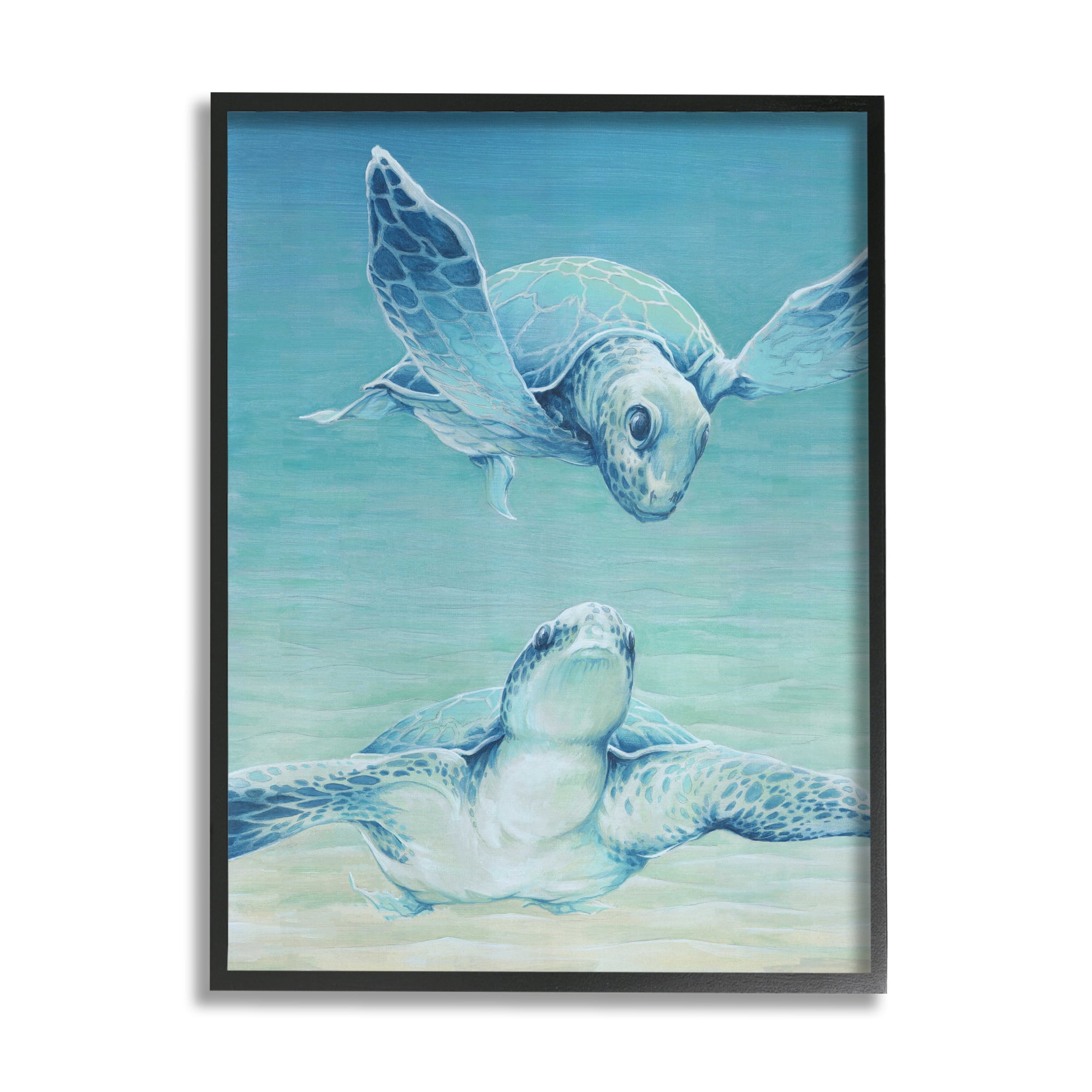 Stupell Industries Sea Turtles Gazing Animals & Insects Painting Black Framed Art Print Wall Art, 24 x 30