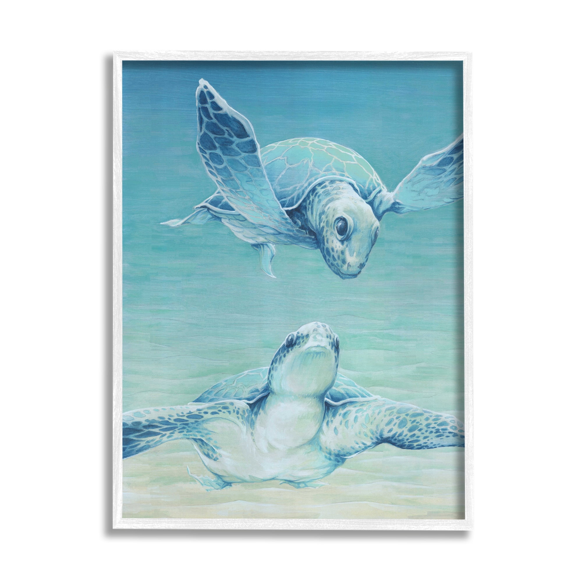 Stupell Industries Sea Turtles Gazing Animals & Insects Painting White Framed Art Print Wall Art, 11 x 14