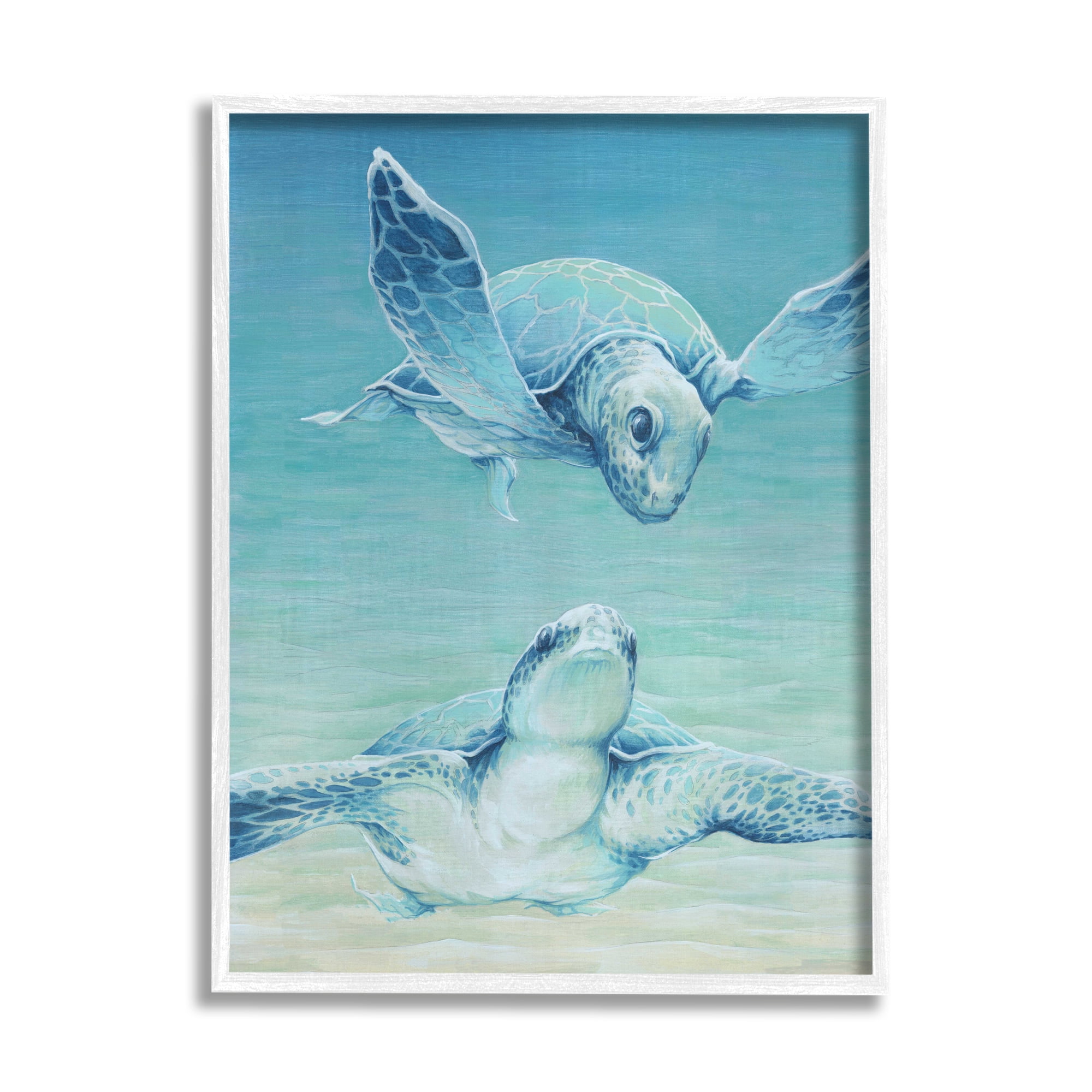 Stupell Industries Sea Turtles Gazing Animals & Insects Painting White Framed Art Print Wall Art, 16 x 20