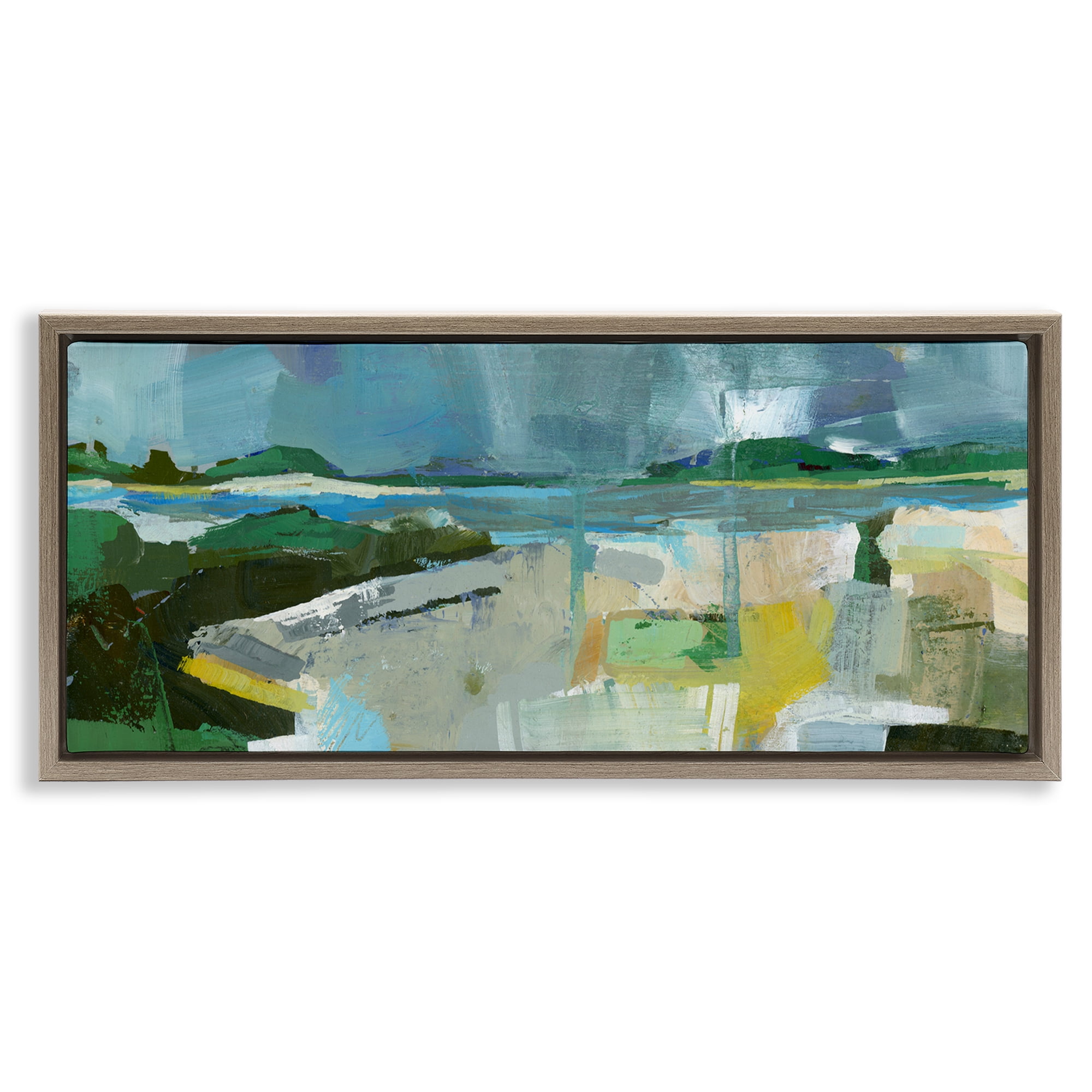Stupell Industries Sea View Impression Abstract Painting Brown Floater Framed Canvas Art Print Wall Art, 25 x 11