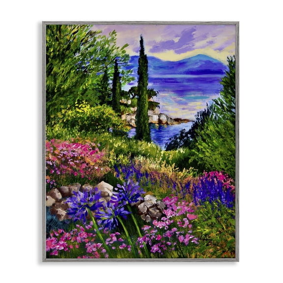 Stupell Industries Sea Vista Garden Scene Gray Framed Giclee Art, design by Lee Ann Zirbes