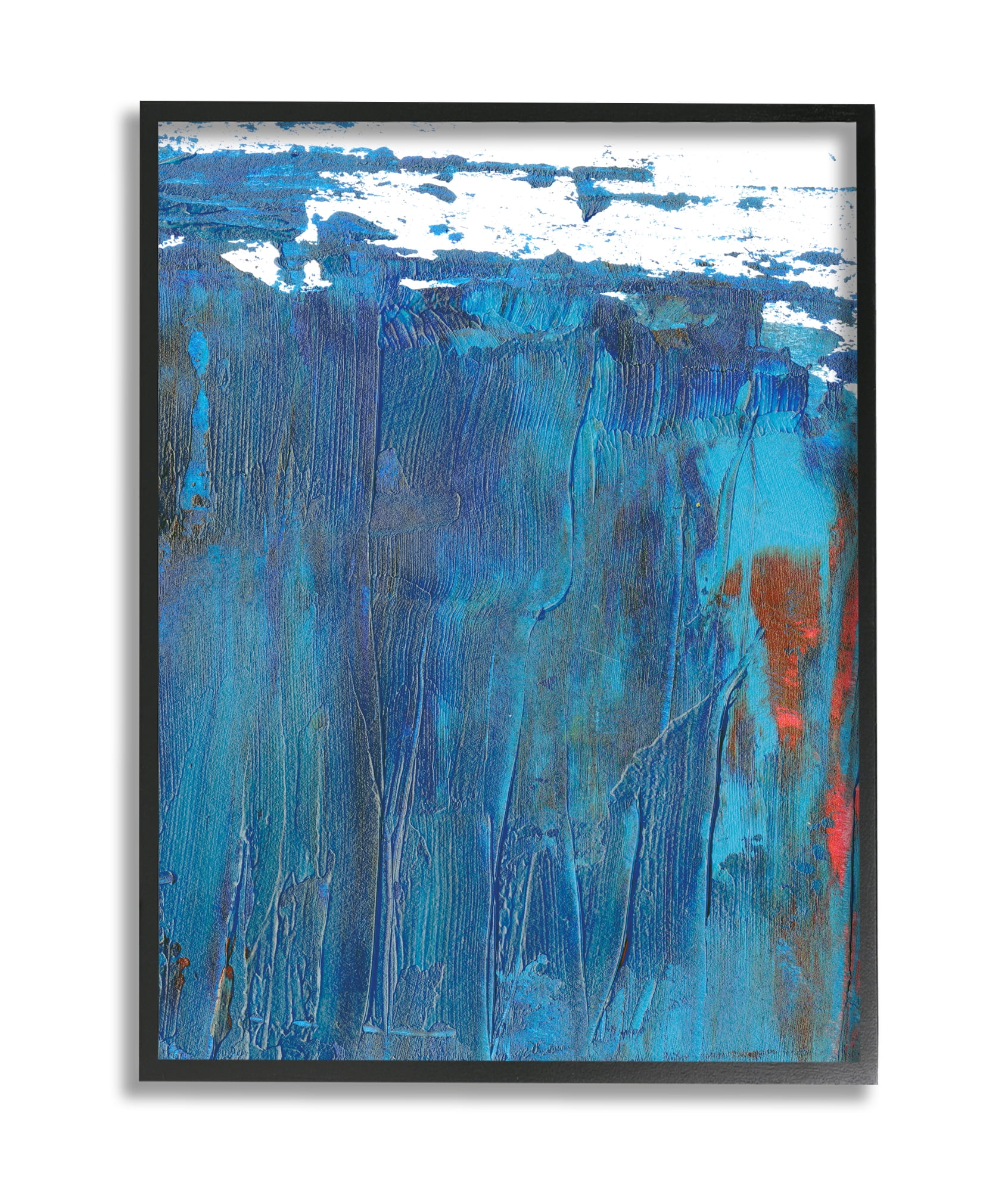 Stupell Industries Sea Wave Inspired Abstract Design Blue Red Black Framed, 24 x 30, Design by Melissa Wang