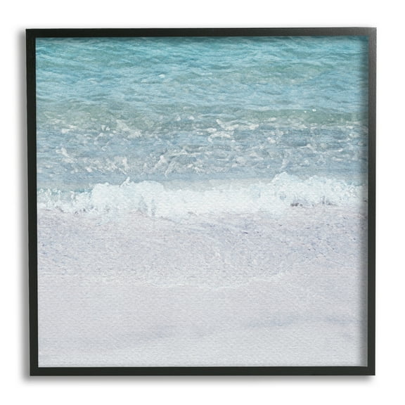Stupell Industries Sea Waves on Shore Nature Painting Black Framed Art Print Wall Art, 12 x 12