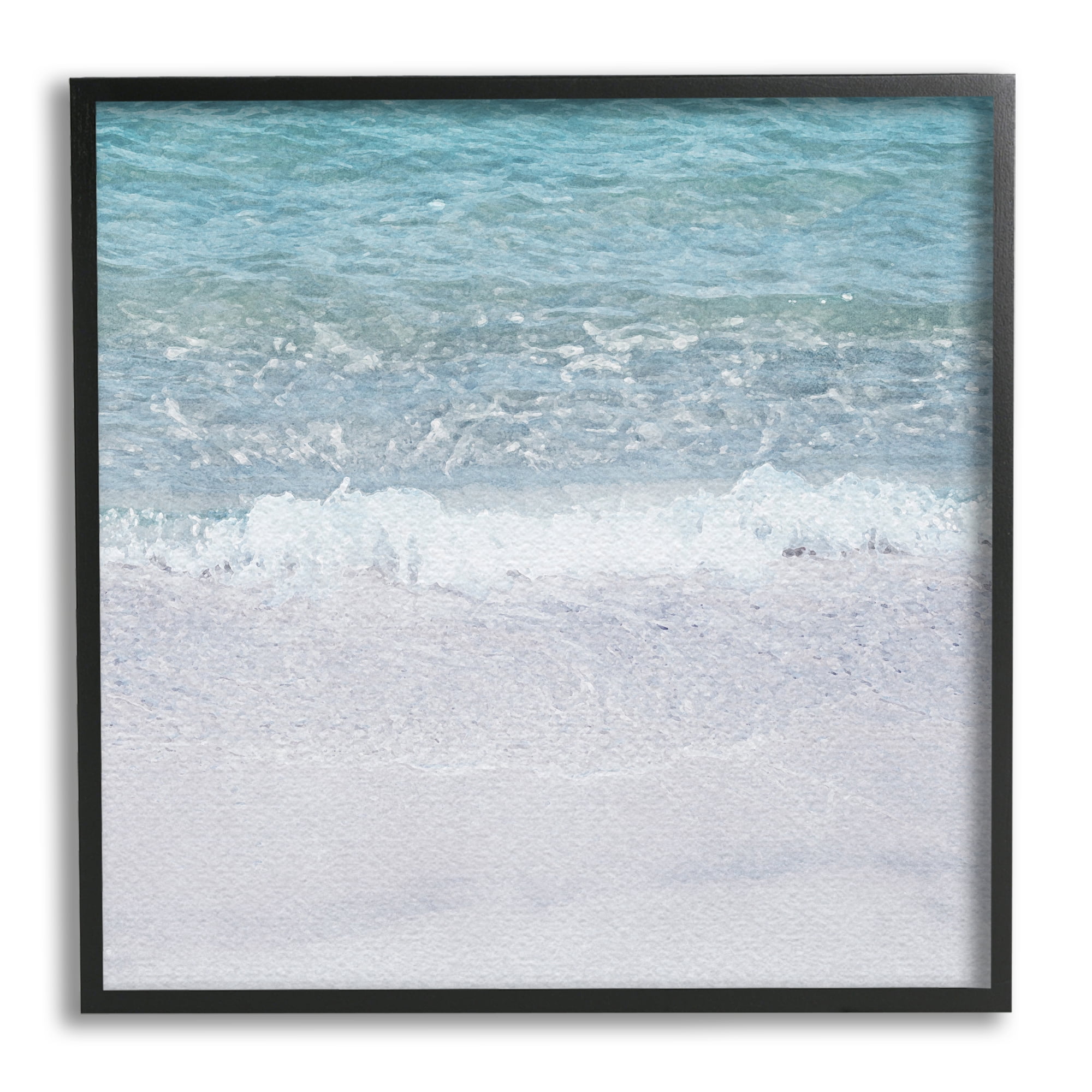 Stupell Industries Sea Waves on Shore Nature Painting Black Framed Art Print Wall Art, 17 x 17