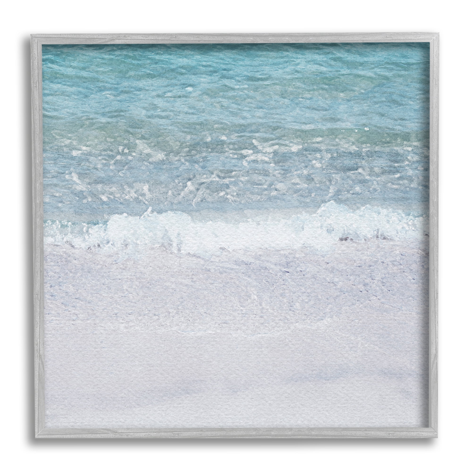 Stupell Industries Sea Waves on Shore Nature Painting Gray Framed Art Print Wall Art, 24 x 24