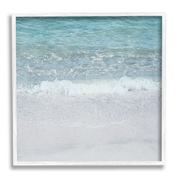 Stupell Industries Sea Waves on Shore Nature Painting White Framed Art Print Wall Art, 12 x 12