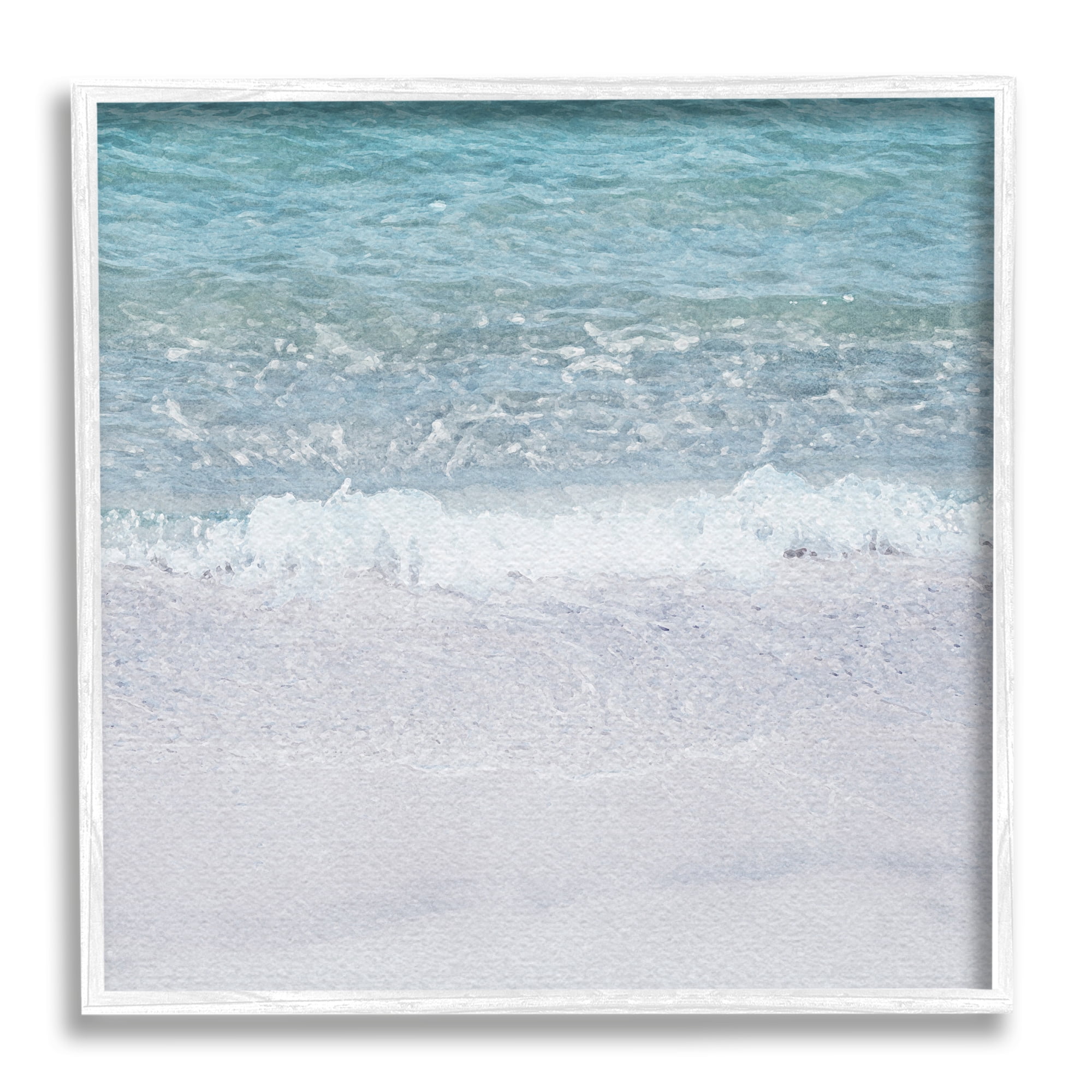 Stupell Industries Sea Waves on Shore Nature Painting White Framed Art Print Wall Art, 24 x 24
