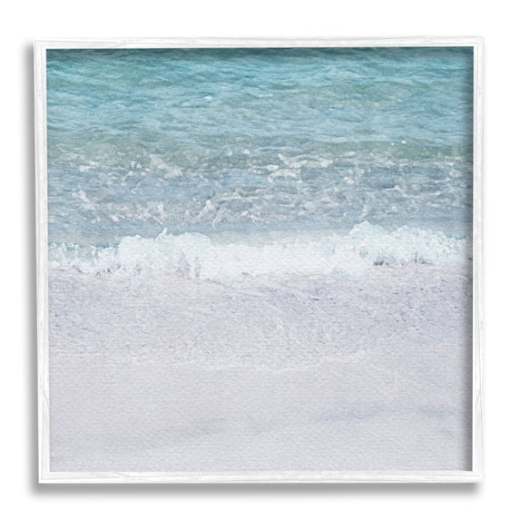 Stupell Industries Sea Waves on Shore Nature Painting White Framed Art Print Wall Art, 24 x 24