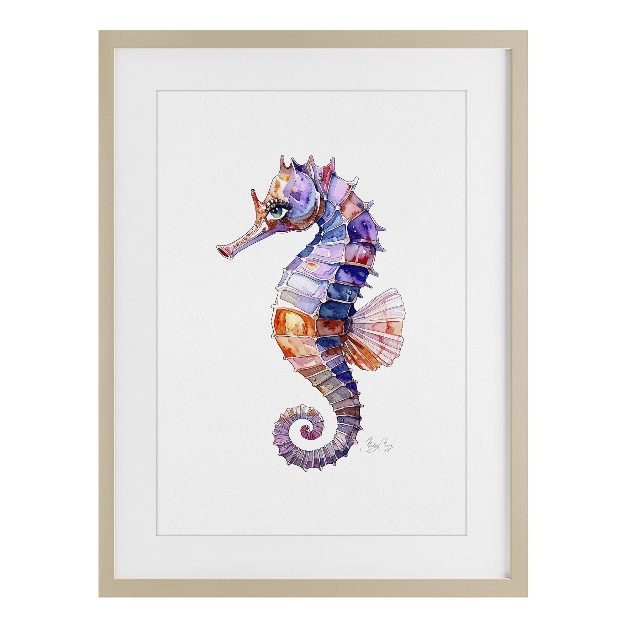 Stupell Industries Sea Whisper Seahorse Birch Framed Print Under Glass, design by Shelly Craig