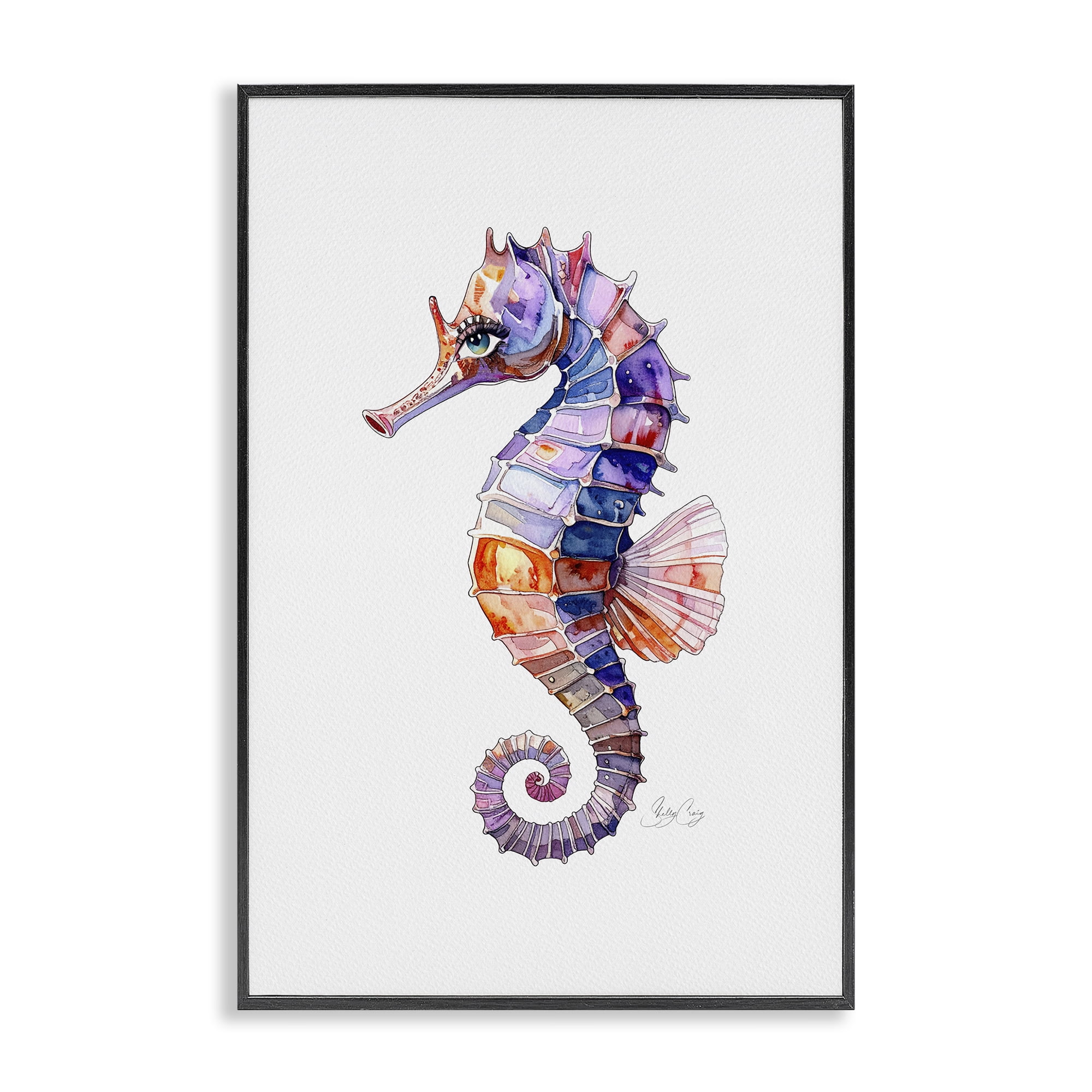 Stupell Industries Sea Whisper Seahorse Black Framed Giclee Art, design by Shelly Craig