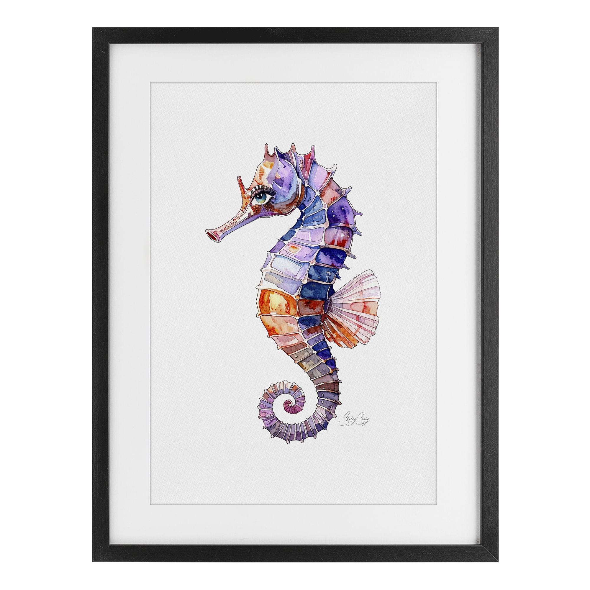 Stupell Industries Sea Whisper Seahorse Black Framed Print Under Glass, design by Shelly Craig