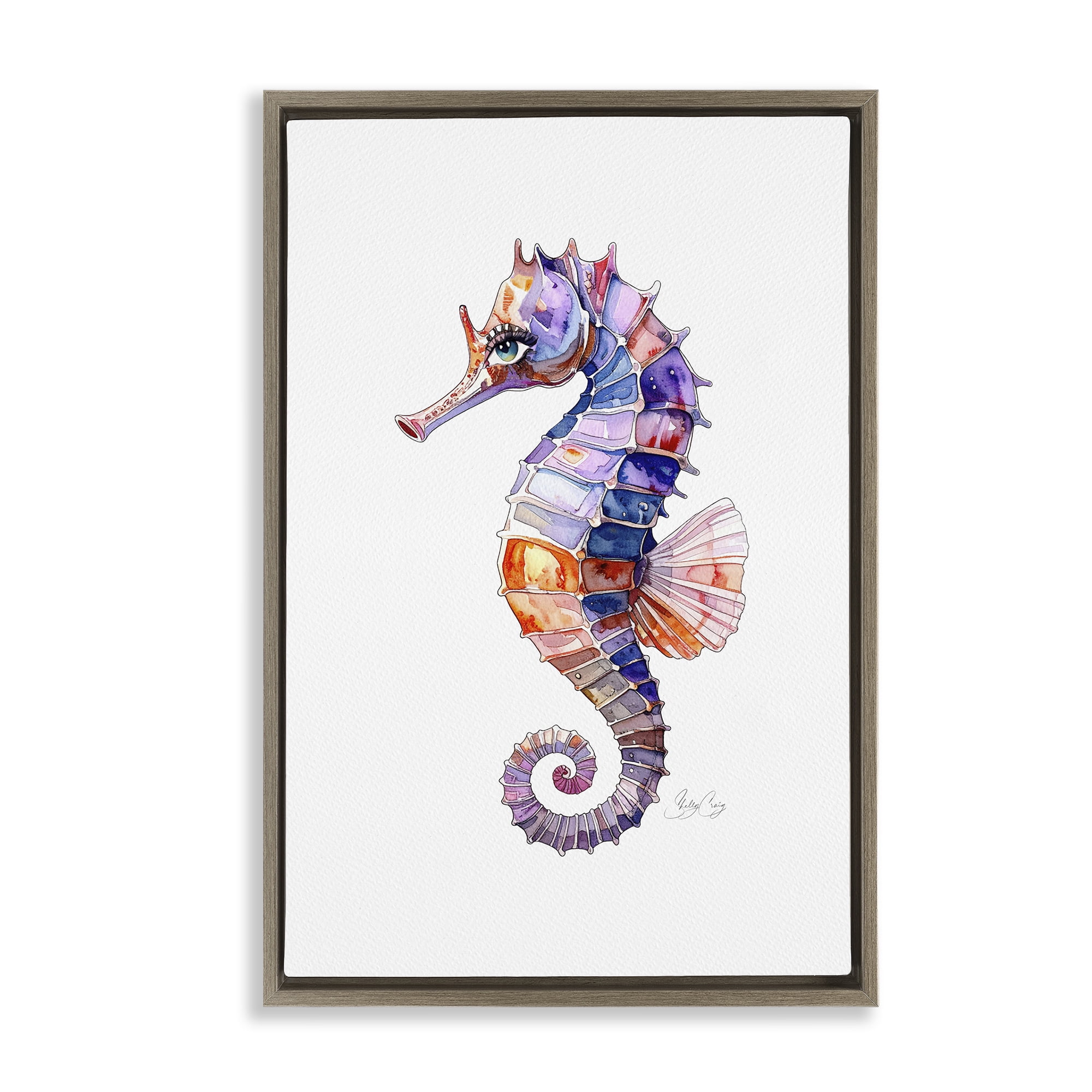 Stupell Industries Sea Whisper Seahorse Brown Framed Floater Canvas Wall Art, design by Shelly Craig