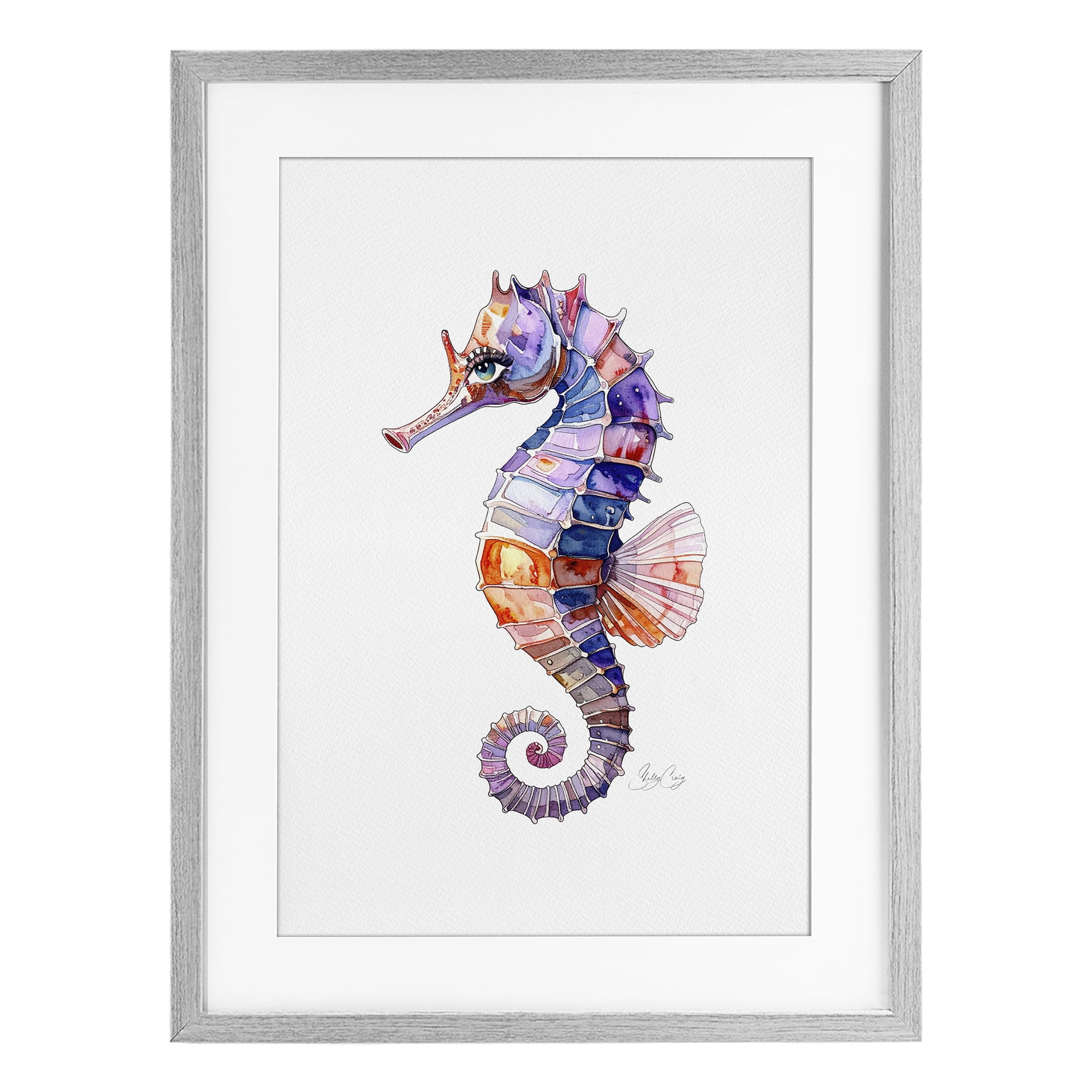 Stupell Industries Sea Whisper Seahorse Gray Framed Print Under Glass, design by Shelly Craig